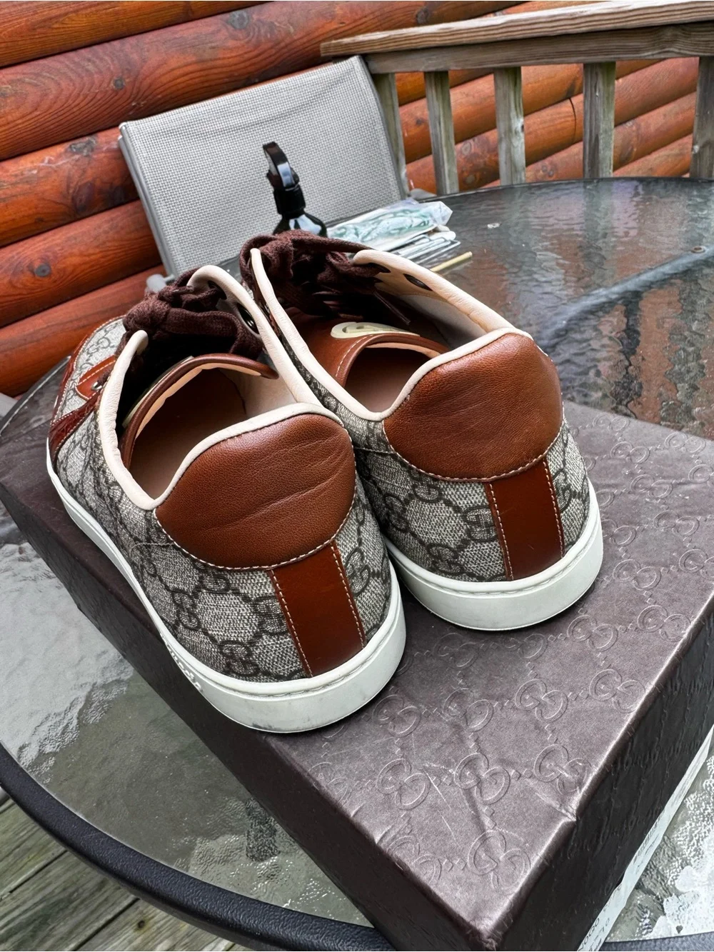 Gucci Brown GG Canvas & Dark Brown Leather Men’s Sneakers